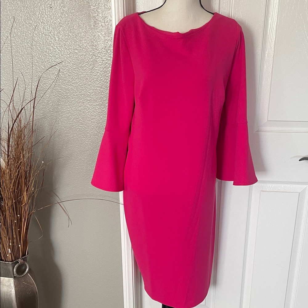 Calvin Klein Vibrant Pink Long Sleeve Dress